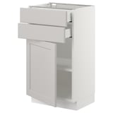 SEKTION / MAXIMERA Gabinete bajo+puerta/2 cajones, blanco/Lerhyttan gris claro, 18x15x30 "