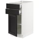 SEKTION / MAXIMERA Gabinete bajo+puerta/2 cajones, blanco/Lerhyttan teñido en negro, 15x24x30 "