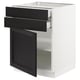 SEKTION / MAXIMERA Gabinete bajo+puerta/2 cajones, blanco/Lerhyttan teñido en negro, 24x24x30 "