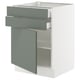 SEKTION / MAXIMERA Gabinete bajo+puerta/2 cajones, blanco/Nickebo verde grisáceo mate, 24x24x30 "