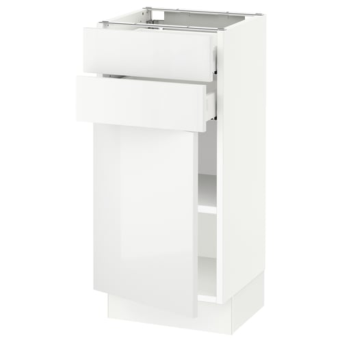 SEKTION / MAXIMERA Gabinete bajo+puerta/2 cajones, blanco/Ringhult blanco, 15x15x30 "