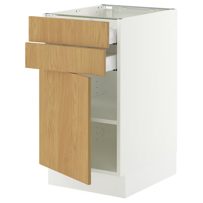 SEKTION / MAXIMERA Gabinete bajo+puerta/2 cajones, blanco/Sinarp chapa de roble, 18x24x30 "