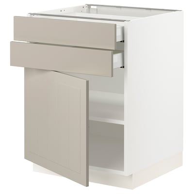 SEKTION / MAXIMERA Gabinete bajo+puerta/2 cajones, blanco/Stensund beige, 24x24x30 "