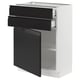 SEKTION / MAXIMERA Gabinete bajo+puerta/2 cajones, blanco/Upplöv antracita mate, 24x15x30 "