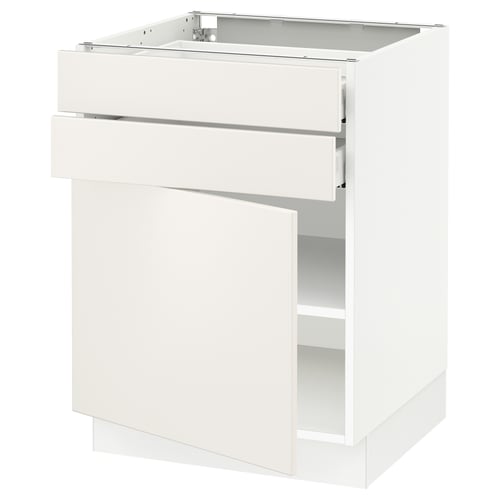 SEKTION / MAXIMERA Gabinete bajo+puerta/2 cajones, blanco/Veddinge blanco, 24x24x30 "