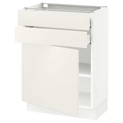 SEKTION / MAXIMERA Gabinete bajo+puerta/2 cajones, blanco/Veddinge blanco, 24x15x30 "