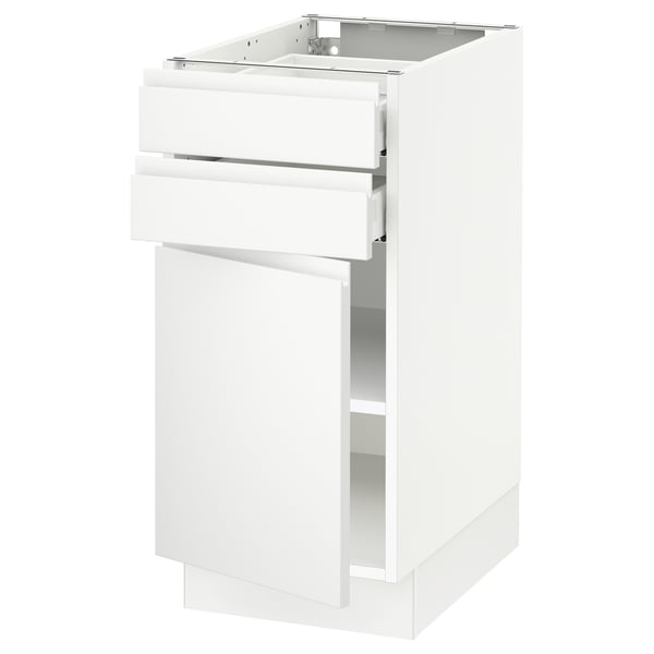 SEKTION / MAXIMERA Gabinete bajo+puerta/2 cajones, blanco/Voxtorp blanco mate, 15x24x30 "