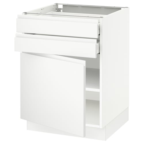 SEKTION / MAXIMERA Gabinete bajo+puerta/2 cajones, blanco/Voxtorp blanco mate, 24x24x30 "