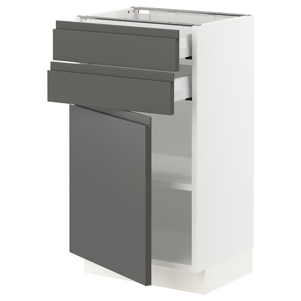 SEKTION / MAXIMERA Gabinete bajo+puerta/2 cajones, blanco/Voxtorp gris oscuro, 18x15x30 "