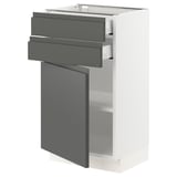 SEKTION / MAXIMERA Gabinete bajo+puerta/2 cajones, blanco/Voxtorp gris oscuro, 18x15x30 "