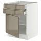SEKTION / MAXIMERA Gabinete bajo+puerta/2 cajones, blanco/Voxtorp marrón grisáceo oscuro alto brillo, 24x24x30 "