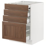 SEKTION / MAXIMERA Gabinete bajo superficie dslznt/3cj, blanco Enköping/marrón efecto de nogal, 24x24x30 "
