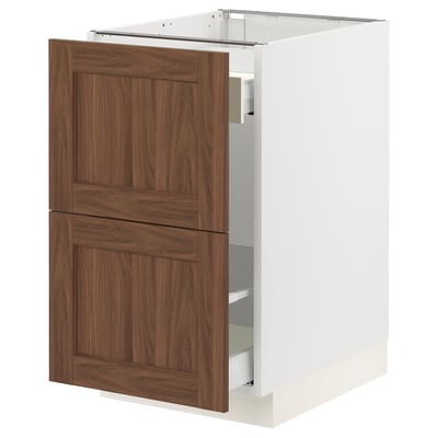 SEKTION / MAXIMERA Gabinete bjo clsf residuos/2frentes, blanco Enköping/marrón efecto de nogal, 18x24x30 "