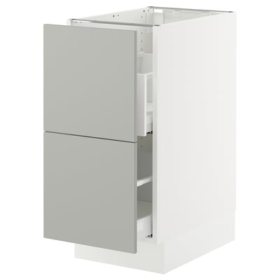 SEKTION / MAXIMERA Gabinete bjo clsf residuos/2frentes, blanco/Havstorp gris claro, 15x24x30 "
