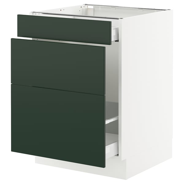 SEKTION / MAXIMERA Gabinete bjo clsf residuos/3frentes, blanco/Havstorp verde oscuro, 24x24x30 "