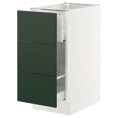 SEKTION / MAXIMERA Gabinete bjo clsf residuos/3frentes, blanco/Havstorp verde oscuro, 15x24x30 "
