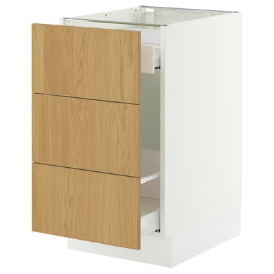 SEKTION / MAXIMERA Gabinete bjo clsf residuos/3frentes, blanco/Sinarp chapa de roble, 18x24x30 "