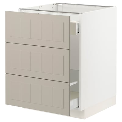 SEKTION / MAXIMERA Gabinete bjo clsf residuos/3frentes, blanco/Stensund beige, 24x24x30 "
