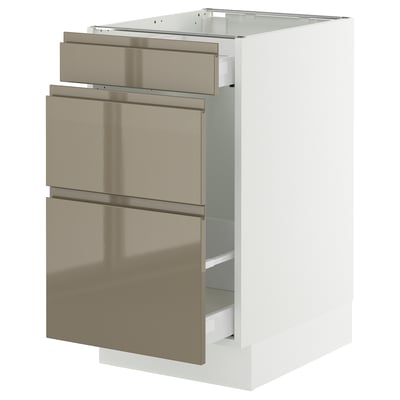 SEKTION / MAXIMERA Gabinete bjo clsf residuos/3frentes, blanco/Voxtorp marrón grisáceo oscuro alto brillo, 18x24x30 "