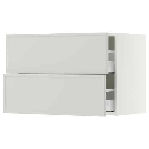 SEKTION / MAXIMERA Gabinete de pared+2 cajones, blanco/Aspudden gris claro, 30x15x20 "