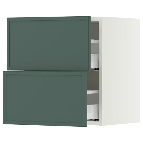 SEKTION / MAXIMERA Gabinete de pared+2 cajones, blanco/Aspudden gris verdoso oscuro, 18x15x20 "