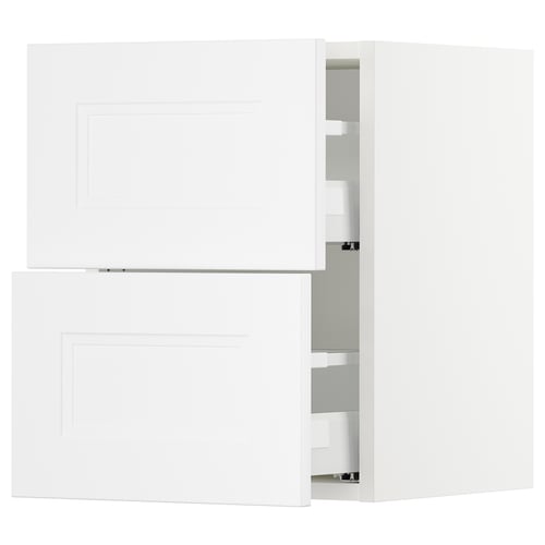 SEKTION / MAXIMERA Gabinete de pared+2 cajones, blanco/Axstad blanco mate, 15x15x20 "