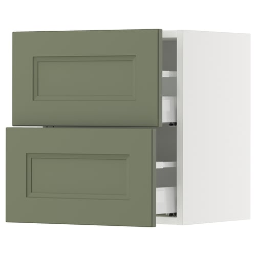 SEKTION / MAXIMERA Gabinete de pared+2 cajones, blanco/Axstad gris-verde, 18x15x20 "