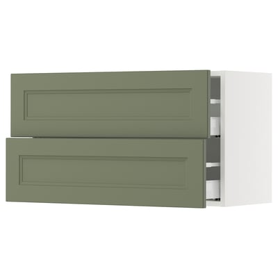 SEKTION / MAXIMERA Gabinete de pared+2 cajones, blanco/Axstad gris-verde, 36x15x20 "