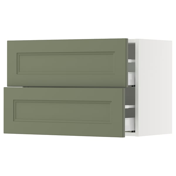 SEKTION / MAXIMERA Gabinete de pared+2 cajones, blanco/Axstad gris-verde, 30x15x20 "