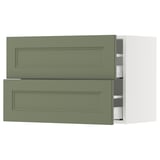 SEKTION / MAXIMERA Gabinete de pared+2 cajones, blanco/Axstad gris-verde, 30x15x20 "