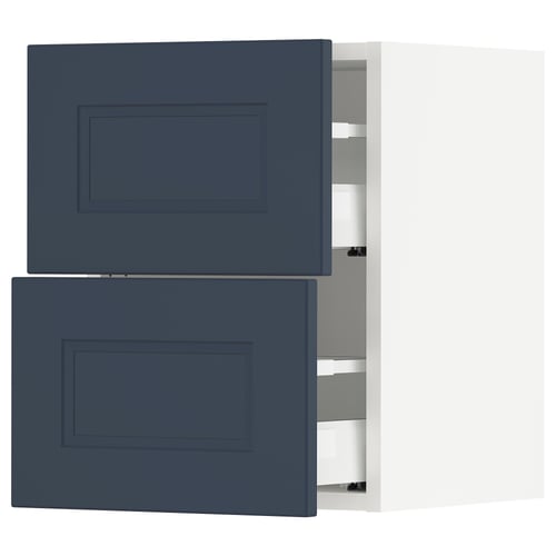 SEKTION / MAXIMERA Gabinete de pared+2 cajones, blanco Axstad/mate azul, 15x15x20 "