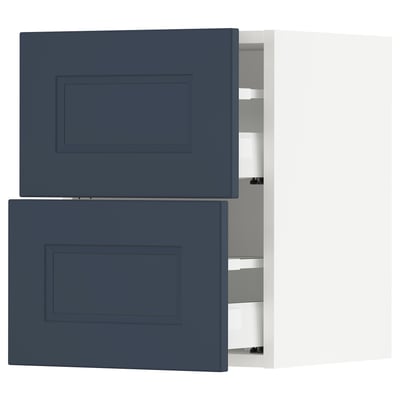SEKTION / MAXIMERA Gabinete de pared+2 cajones, blanco Axstad/mate azul, 15x15x20 "