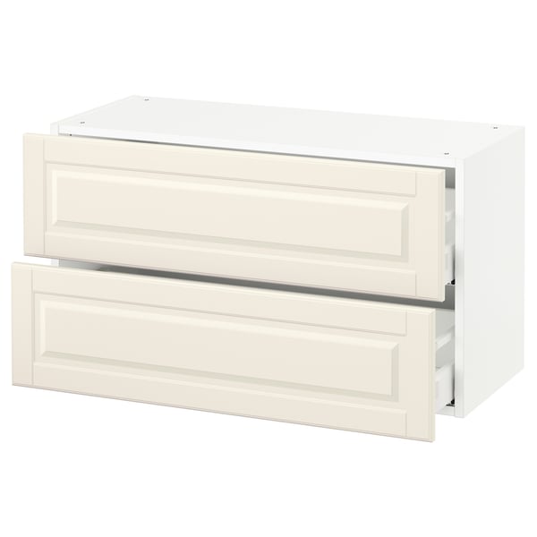 SEKTION / MAXIMERA Gabinete de pared+2 cajones, blanco/Bodbyn color hueso, 36x15x20 "