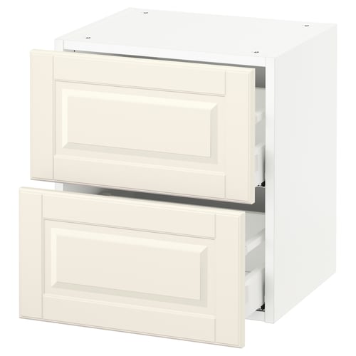 SEKTION / MAXIMERA Gabinete de pared+2 cajones, blanco/Bodbyn color hueso, 18x15x20 "