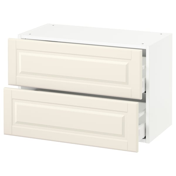 SEKTION / MAXIMERA Gabinete de pared+2 cajones, blanco/Bodbyn color hueso, 30x15x20 "