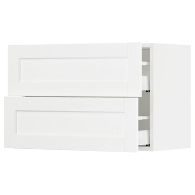SEKTION / MAXIMERA Gabinete de pared+2 cajones, blanco Enköping/blanco efecto madera, 30x15x20 "