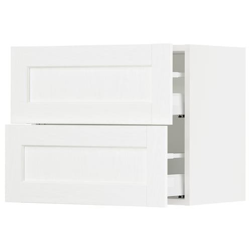 SEKTION / MAXIMERA Gabinete de pared+2 cajones, blanco Enköping/blanco efecto madera, 24x15x20 "