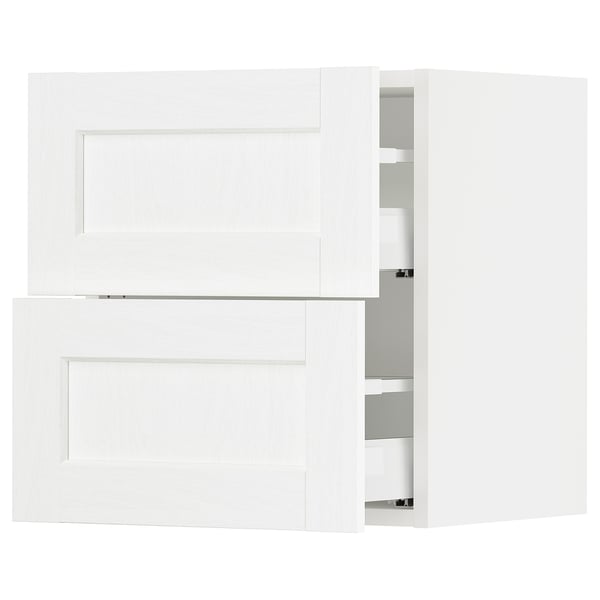 SEKTION / MAXIMERA Gabinete de pared+2 cajones, blanco Enköping/blanco efecto madera, 18x15x20 "