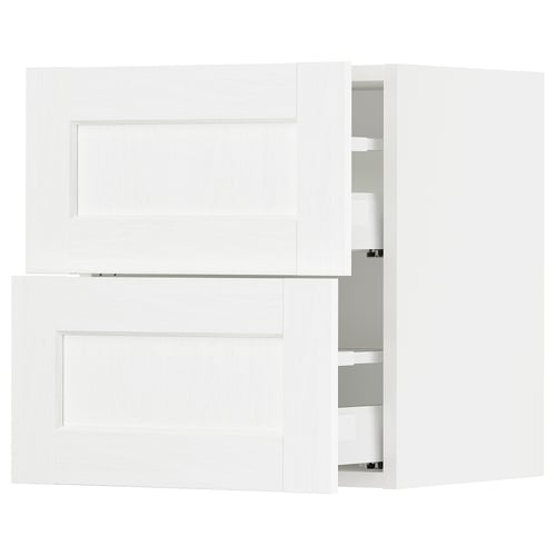 SEKTION / MAXIMERA Gabinete de pared+2 cajones, blanco Enköping/blanco efecto madera, 18x15x20 "
