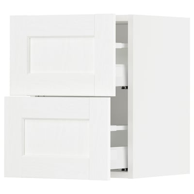 SEKTION / MAXIMERA Gabinete de pared+2 cajones, blanco Enköping/blanco efecto madera, 15x15x20 "