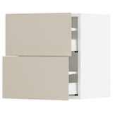 SEKTION / MAXIMERA Gabinete de pared+2 cajones, blanco/Havstorp beige, 18x15x20 "