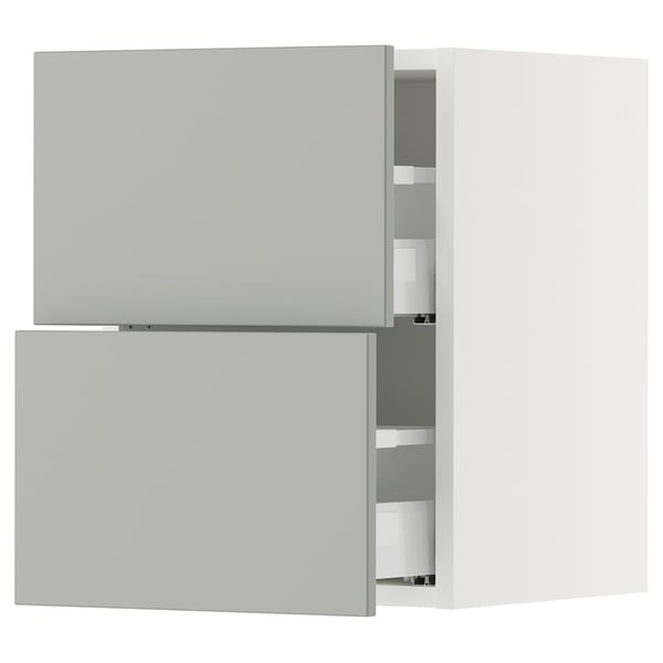 SEKTION / MAXIMERA Gabinete de pared+2 cajones, blanco/Havstorp gris claro, 15x15x20 "