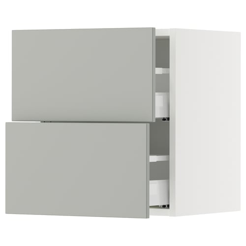 SEKTION / MAXIMERA Gabinete de pared+2 cajones, blanco/Havstorp gris claro, 18x15x20 "
