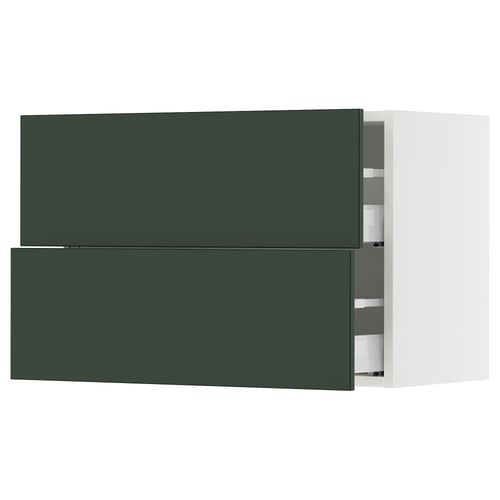 SEKTION / MAXIMERA Gabinete de pared+2 cajones, blanco/Havstorp verde oscuro, 30x15x20 "