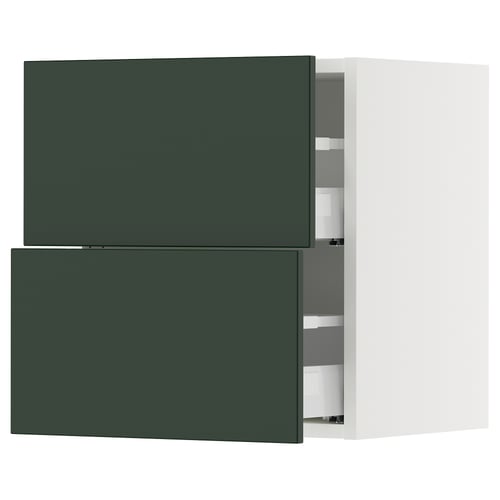 SEKTION / MAXIMERA Gabinete de pared+2 cajones, blanco/Havstorp verde oscuro, 18x15x20 "