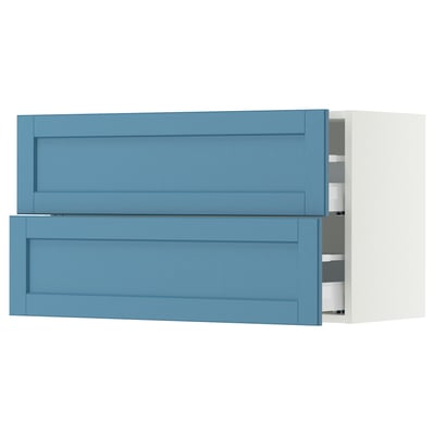 SEKTION / MAXIMERA Gabinete de pared+2 cajones, blanco/Lerhyttan azul, 36x15x20 "