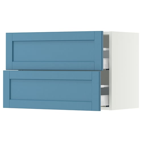SEKTION / MAXIMERA Gabinete de pared+2 cajones, blanco/Lerhyttan azul, 30x15x20 "