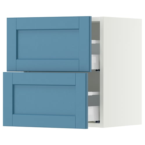 SEKTION / MAXIMERA Gabinete de pared+2 cajones, blanco/Lerhyttan azul, 18x15x20 "