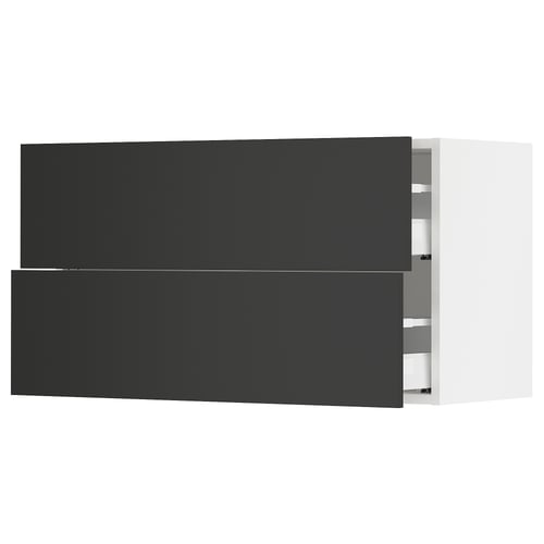SEKTION / MAXIMERA Gabinete de pared+2 cajones, blanco/Nickebo antracita mate, 36x15x20 "