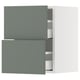 SEKTION / MAXIMERA Gabinete de pared+2 cajones, blanco/Nickebo verde grisáceo mate, 15x15x20 "